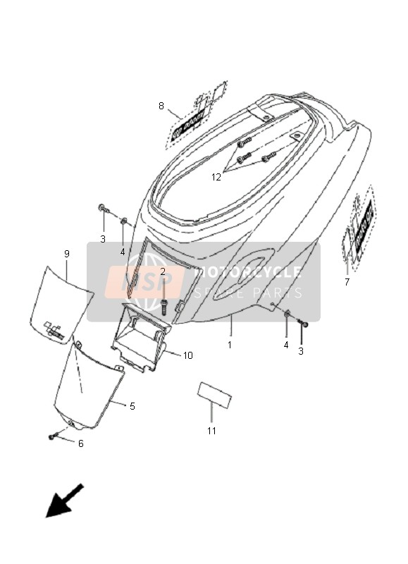 Yamaha CW50S BWS 2005 Side Cover for a 2005 Yamaha CW50S BWS